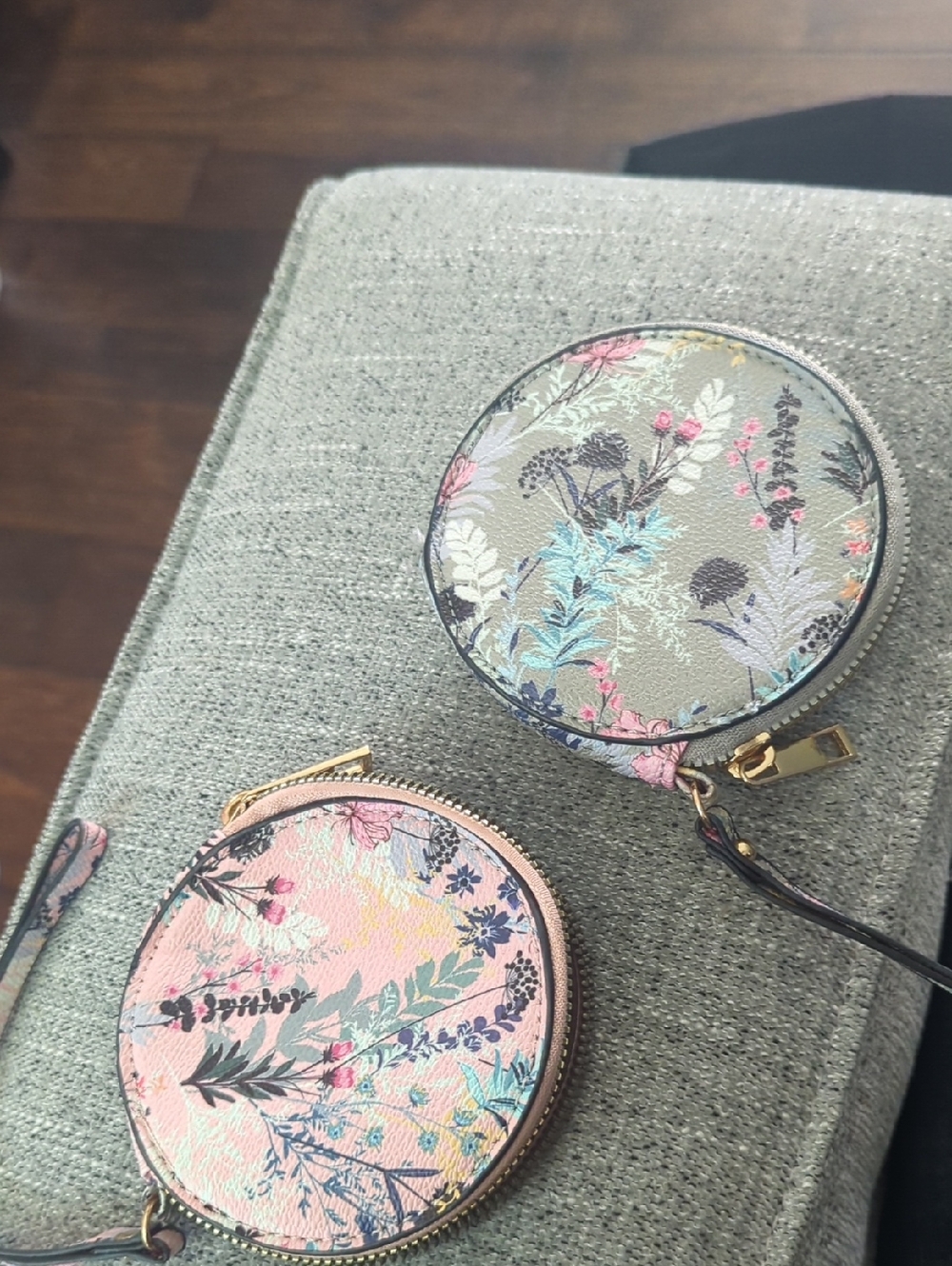 Floral Round Coin Pouches - Pink & Sage